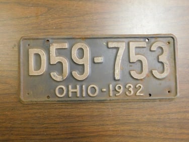 Vintage Antique License Plate 1932 US Ohio Collectible 278