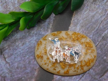 GOLD FLECKED COWBOY CABOCHON ROCK STONE LAPIDARY SPECIMEN