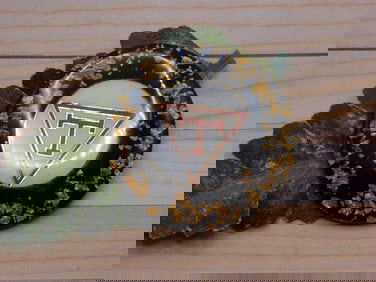 GOLD FLECKED T CABOCHON ROCK STONE LAPIDARY SPECIMEN