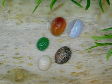 MIXED CABOCHON LOT ROCK STONE LAPIDARY SPECIMEN