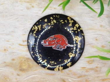 GOLD FLECKED ARKANSAS RAZORBACK CABOCHON ROCK STONE LAPIDARY SPECIMEN