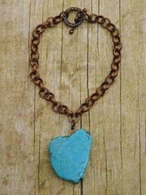 STONE AND COPPER NECKLACE ROCK STONE LAPIDARY SPECIMEN