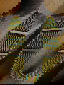 WIDE MULTICOLORED AFRICAN TRADE BEAD NECKLACE