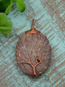 WIRE WRAPPED LAVA STONE PENDANT ROCK STONE LAPIDARY SPECIMEN
