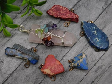 MIXED PENDANT LOT ROCK STONE LAPIDARY SPECIMEN