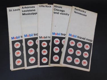 MOBIL TRAVEL MAPS ASSORTED CITIES VINTAGE ANTIQUE AUTOMOBILIA