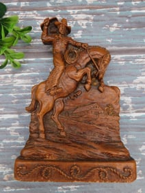 ORNAWOOD COWBOY AND HORSE BOOK END VINTAGE ANTIQUE