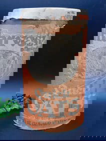 HARVEST QUICK OATS ADVERTISING CONTAINER VINTAGE ANTIQUE