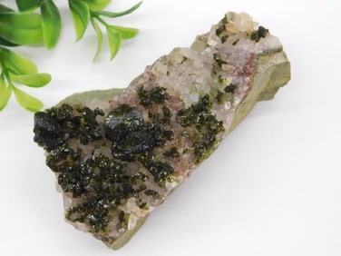 Specimen of Epidote and Quartz Crystal Cluster Rock Stone Lapidary Specimen