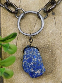 GENUINE STONE PENDANT ON CHAIN NECKLACE ROCK STONE LAPIDARY SPECIMEN