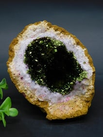 PURPLE AND GOLD GEODE ROCK STONE LAPIDARY SPECIMEN