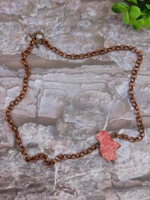 STONE PENDANT ON CHAIN NECKLACE ROCK STONE LAPIDARY SPECIMEN