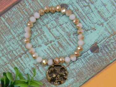 AMAZING GRACE PENDANT ON SPARKLE BEAD BRACELET