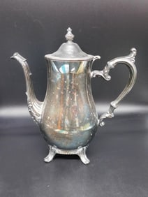 WM ROGERS SILVERPLATED TEA POT VINTAGE ANTIQUE