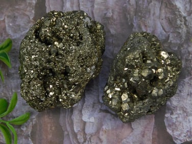 Two Pyrite Cluster Specimens with Crystalline Structure