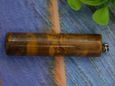 Tiger Eye Cylinder Pendant Rock Stone Lapidary Specimen