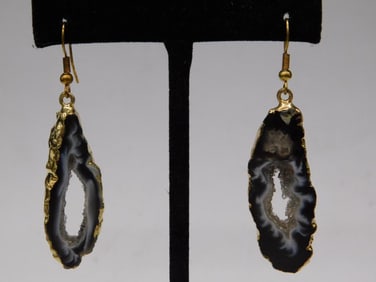 Geode Slice Earrings ROCK STONE LAPIDARY SPECIMEN