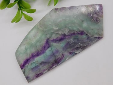 Fluorite Slice with Green and Purple Bands Rock Stone Lapidary Specimen