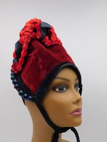 Black Velvet and Red Women's Hat