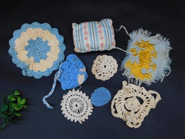 Vintage Crocheted and Textile Hair Receiver