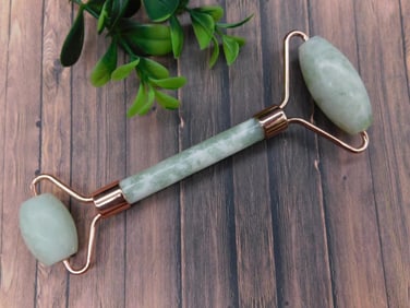 Jade Facial Roller with Rose Gold Accents