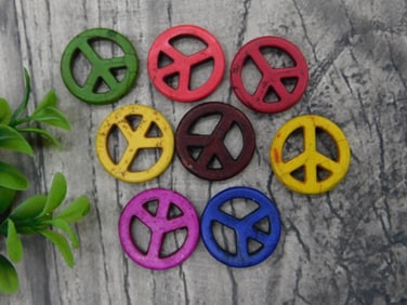 Wooden Peace Sign Beads