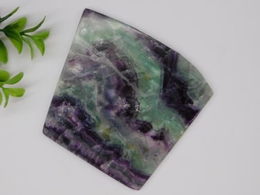 Fluorite Slice with Purple and Green Hues Rock Stone Lapidary Specimen