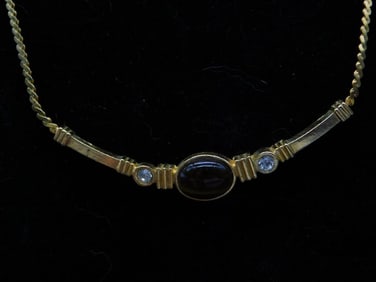 Gold-tone Necklace With Oval Center Stone