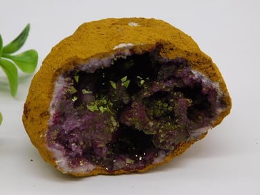 Gold and Purple Mineral Geode Specimen Rock Stone Lapidary Specimen