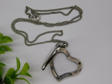 Silver-Tone Heart Pendant with Chain Necklace