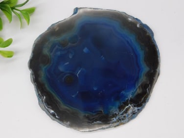 Round Blue Banded Agate Slice Rock Stone Lapidary Specimen