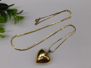 Gold-Tone Heart Pendant Necklace with Chain