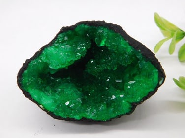 Vibrant Green Geode with Crystalline Interior ROCK STONE LAPIDARY SPECIMEN
