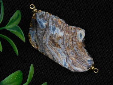Stone Pendant with Gold-Tone Edges