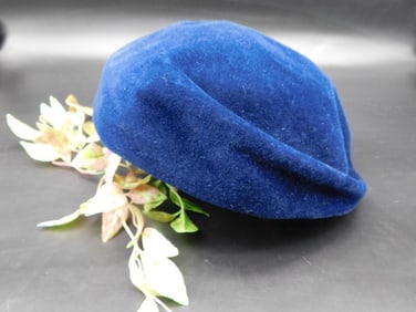 Dark Blue Velvet Beret Hat
