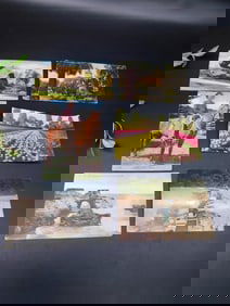 Collection of 6 Colorful Postcards Depicting Various Scenes