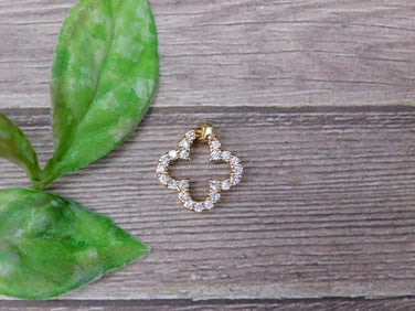 Gold-Tone Clover Pendant with Rhinestones