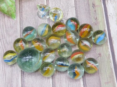Collection Of Glass Marbles With Swirls