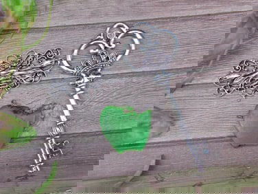 Decorative Key, Bee Pendant, and Green Charm Set