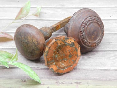 Set of Three Decorative Door Knobs with Wear