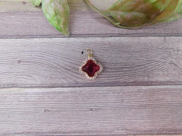 Gold-Tone Red Stone Pendant Charm