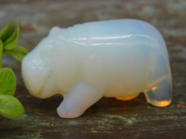Opalite Carved Hippopotamus Figurine, 43 Grams
