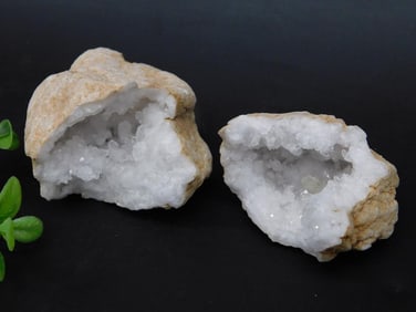 Quartz Geode Pair With Crystalline Interior ROCK STONE LAPIDARY SPECIMEN