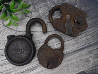 Three Vintage Padlocks by Yale and Miller