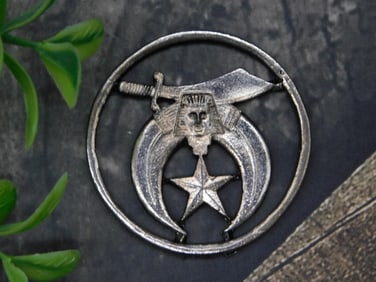 Vintage Shriner Sword and Crescent Metal Emblem
