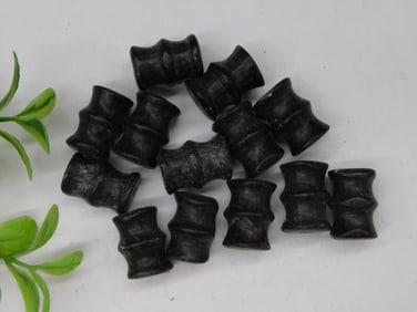 14 Carved Black Beads Weighing 49 Grams