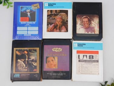 Six Vintage 8-Track Tapes Featuring Various Artists