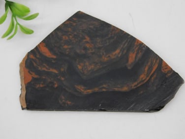 Mahogany Obsidian Stone Slab With Ruler for Scale Rock Stone Lapidary Specimen