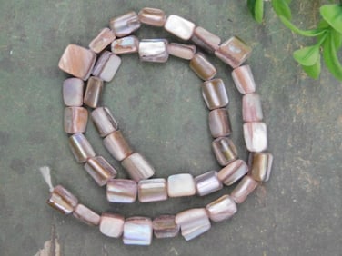 Strand of Iridescent Rectangular Shell Beads