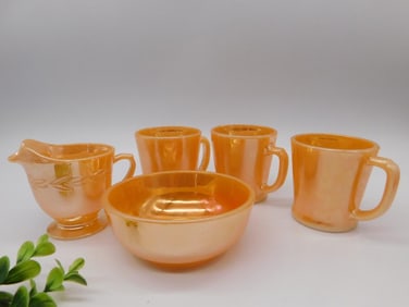 Fire King Marigold Lustre Milk Glass Dinnerware